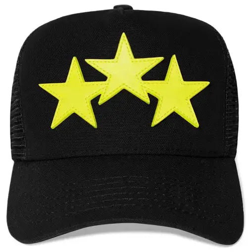 Amiri Three Star Trucker Hat 'Black/Lime'