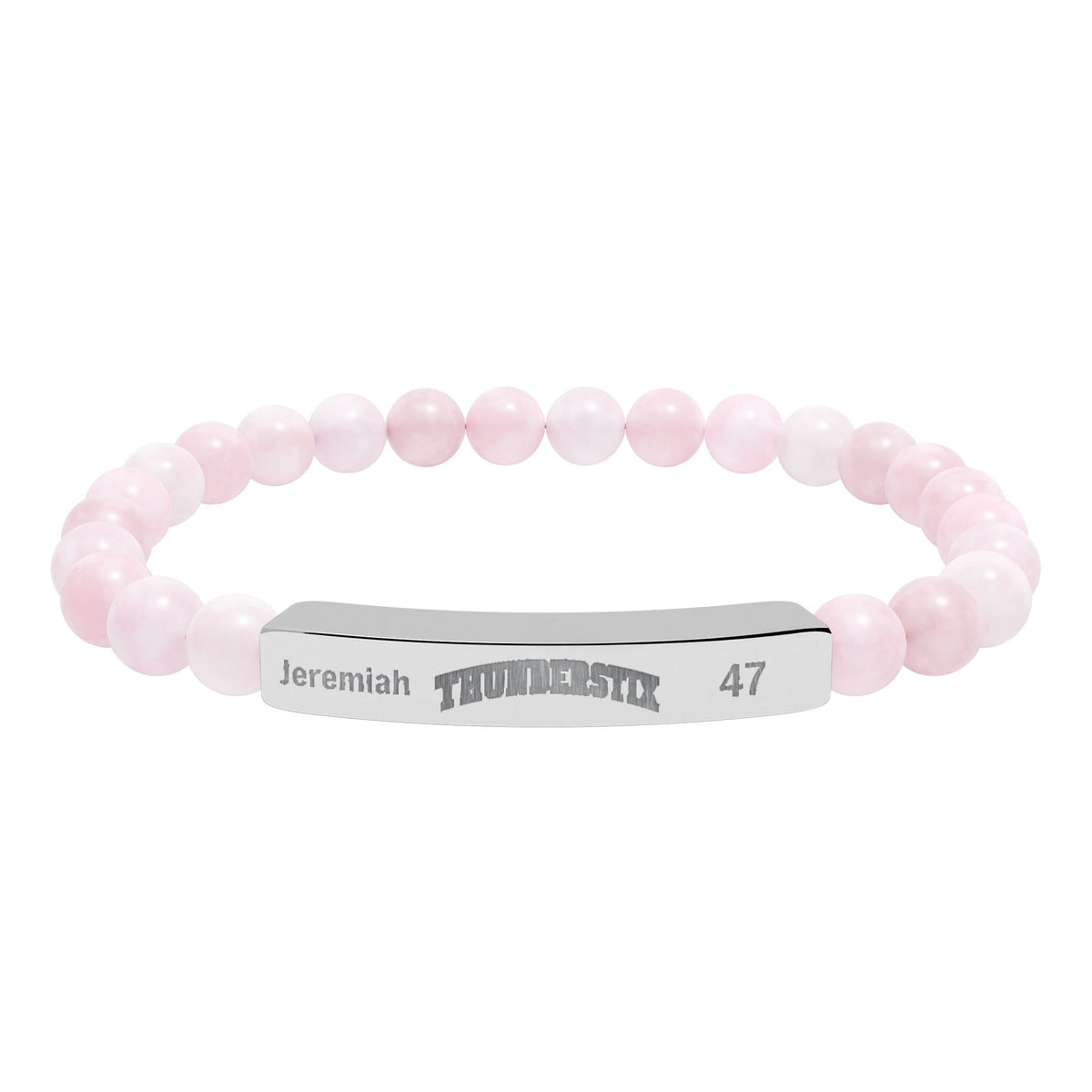 Natural Stone Stretch Bar Bracelet (Engraving - Thundersticks) Personalization Avail (Player Name and #)