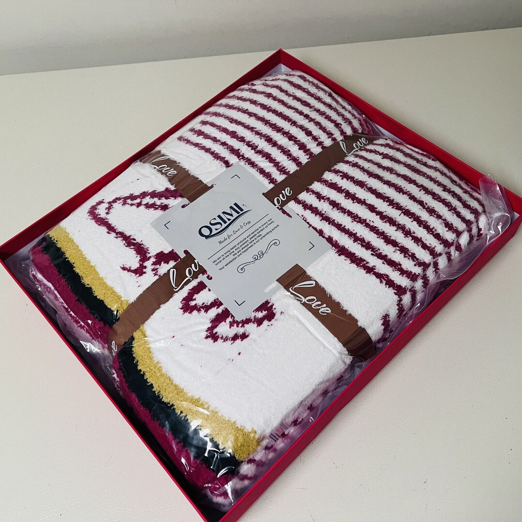 Qsimi Ultra Soft Throw Luxury Cozy Knit Blanket Sealed Gift Box 60" X 80" New