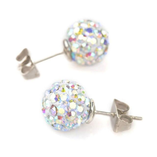 10mm Multicolor Glitter Stud Earrings Hypoallergenic