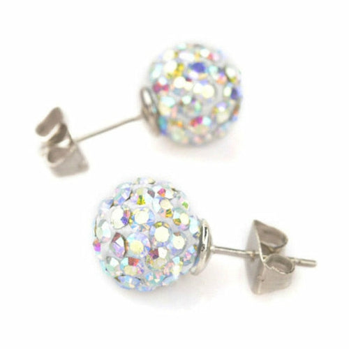 10mm Multicolor Glitter Stud Earrings Hypoallergenic