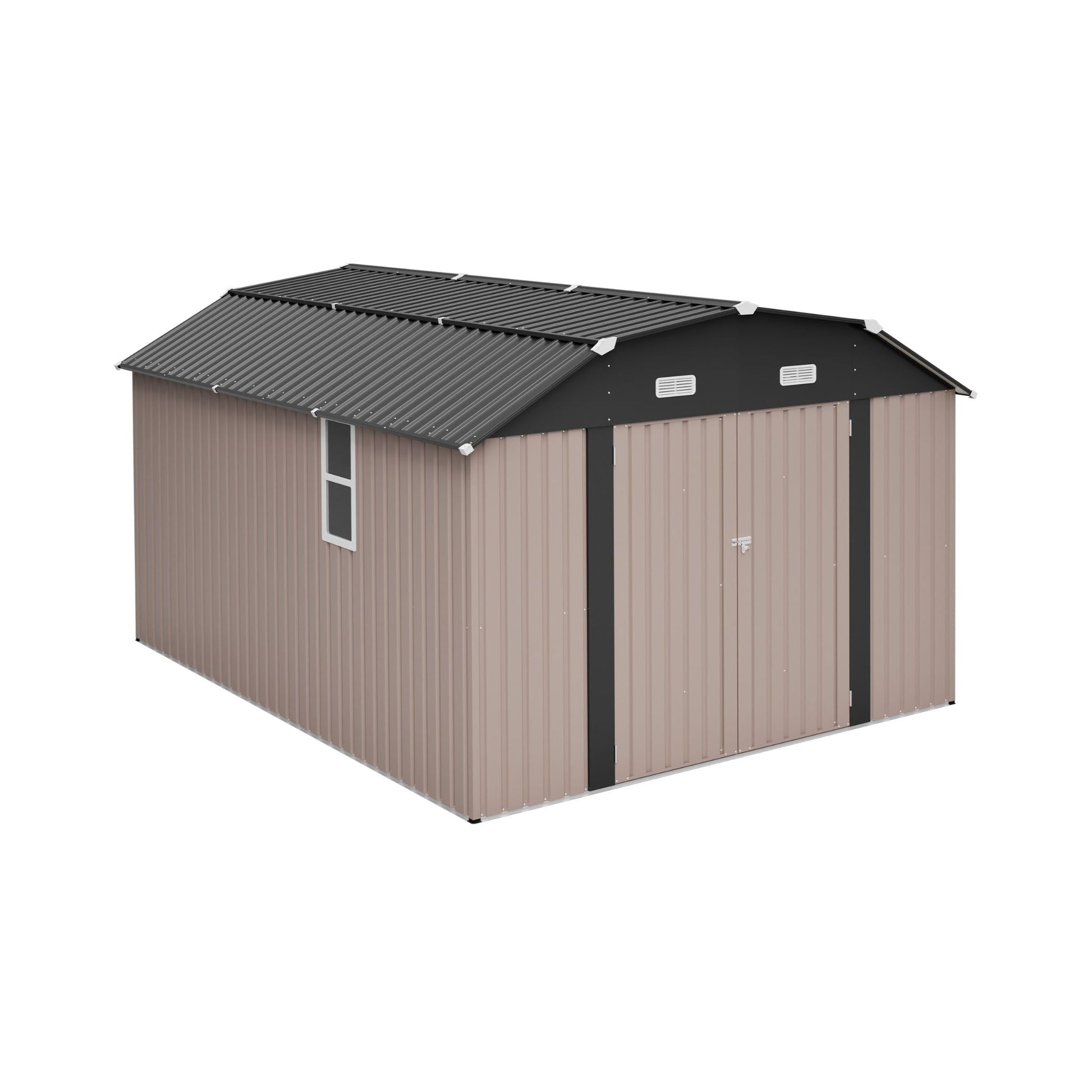 [10X12FT] Alora Heavy-Duty Outdoor Metal Storage Shed With Floor (SAK91820)
