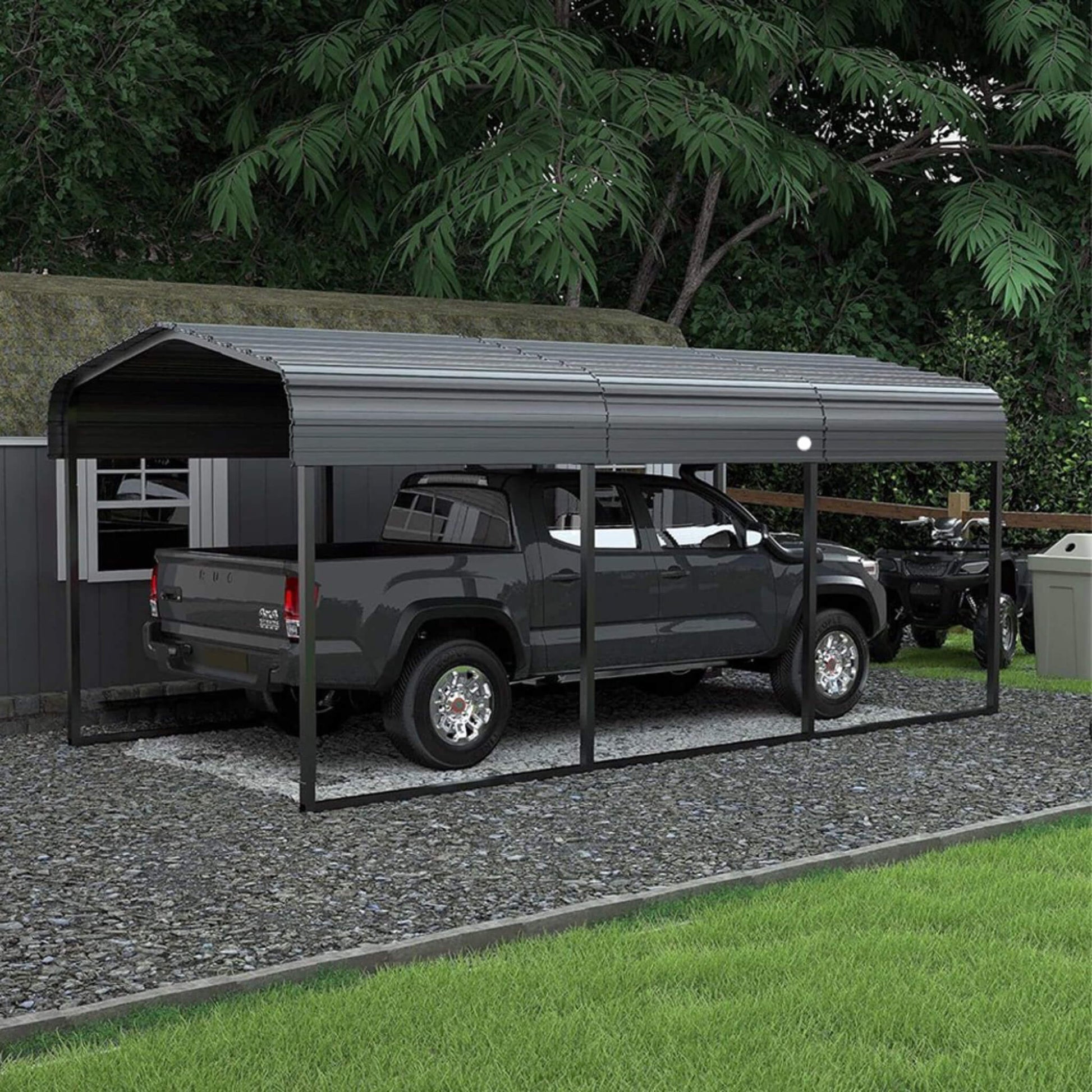 [10X15FT] Alora Large Heavy-Duty Outdoor Metal Carport For Cars, Trucks And Boats (SAK95738)