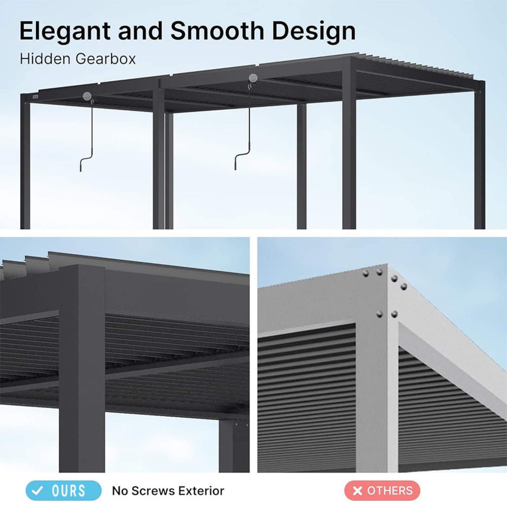 [10X19FT] Alora Premium Full Aluminum Patio Outdoor Louvered Pergola With Adjustable Hardtop Roof (SAK86352)