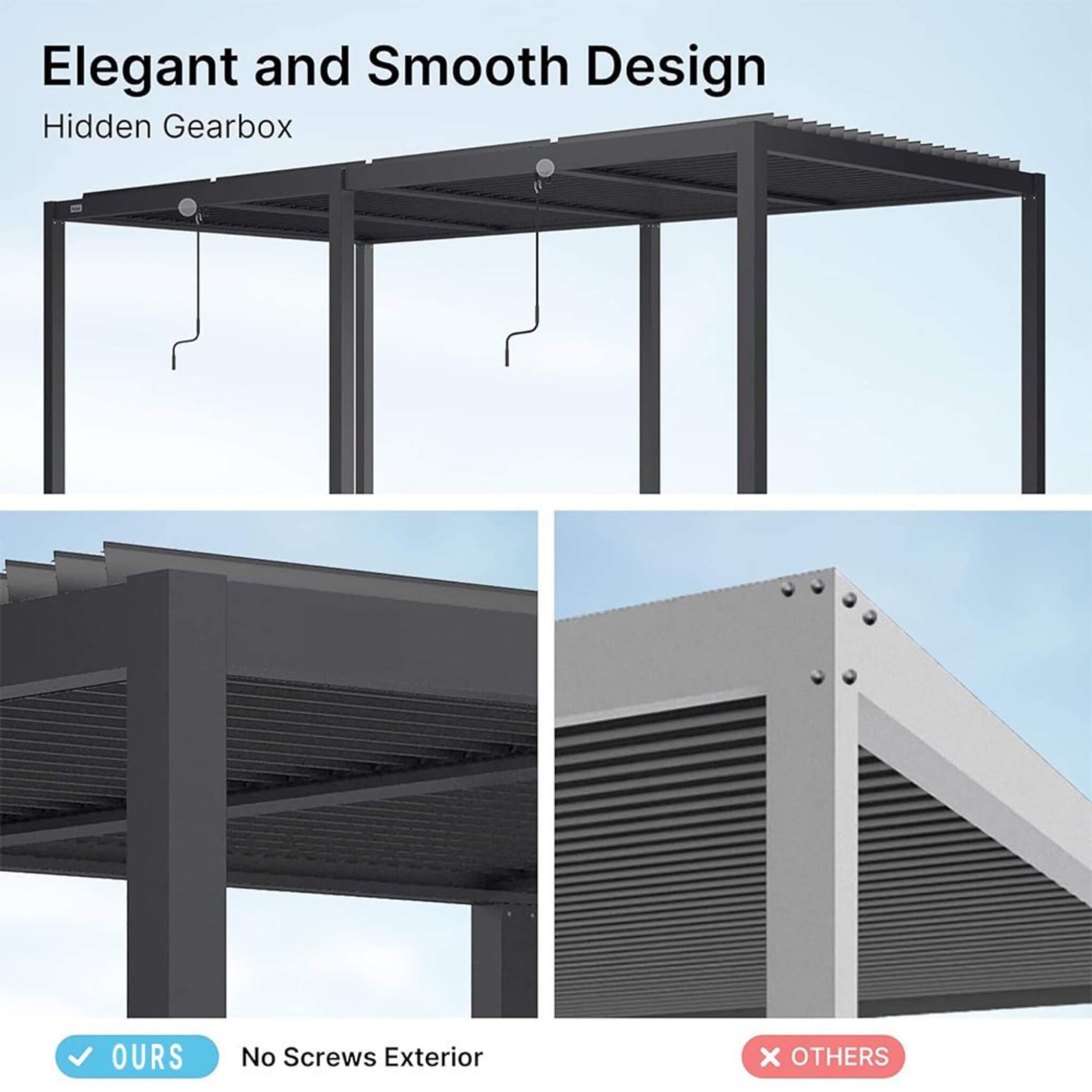 [10X19FT] Alora Premium Full Aluminum Patio Outdoor Louvered Pergola With Adjustable Hardtop Roof (SAK86352)