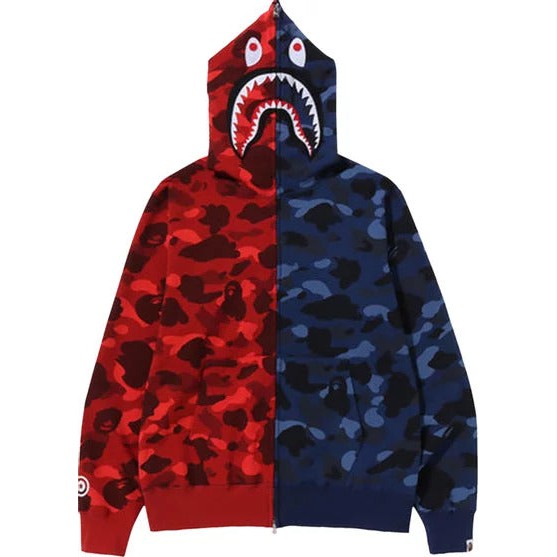 BAPE Color Camo Shark Full Zip Hoodie 'Red/Navy'