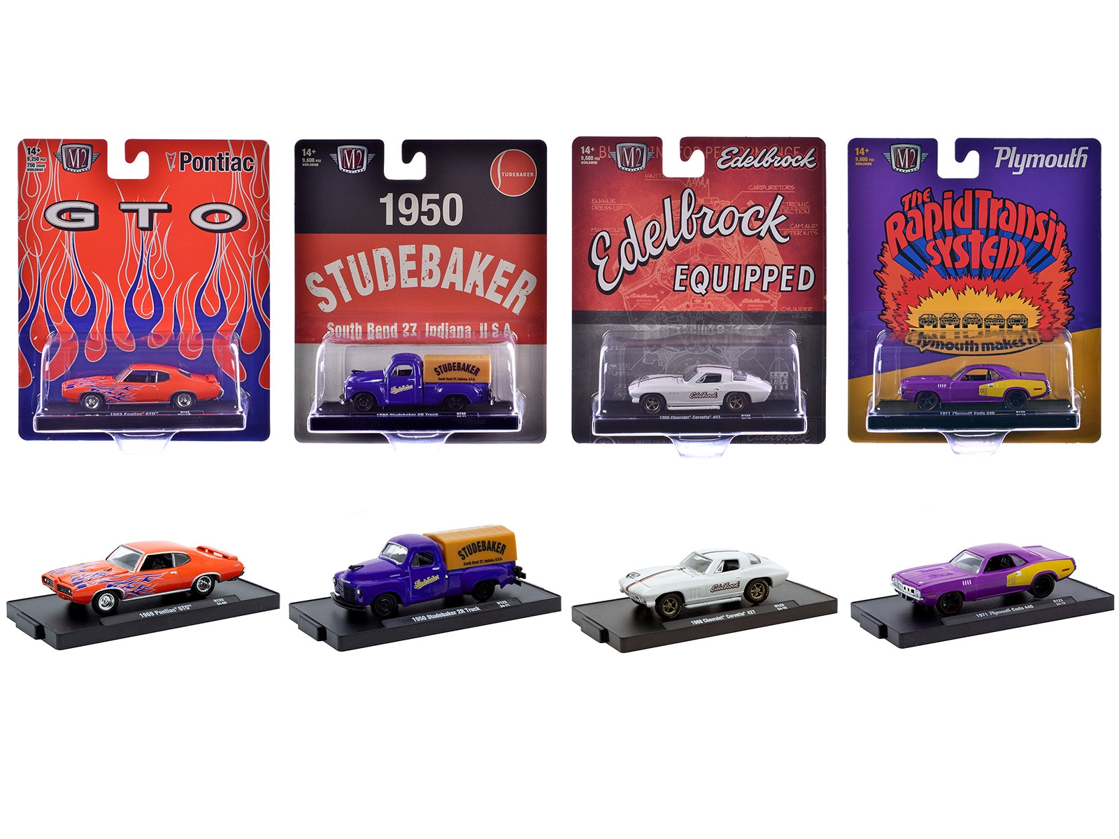 "Auto-Drivers" Set of 4 pieces in Blister Packs Release 123 Limited Edition to 9600 pieces Worldwide 1/64 Diecast Model Cars by M2 Machines