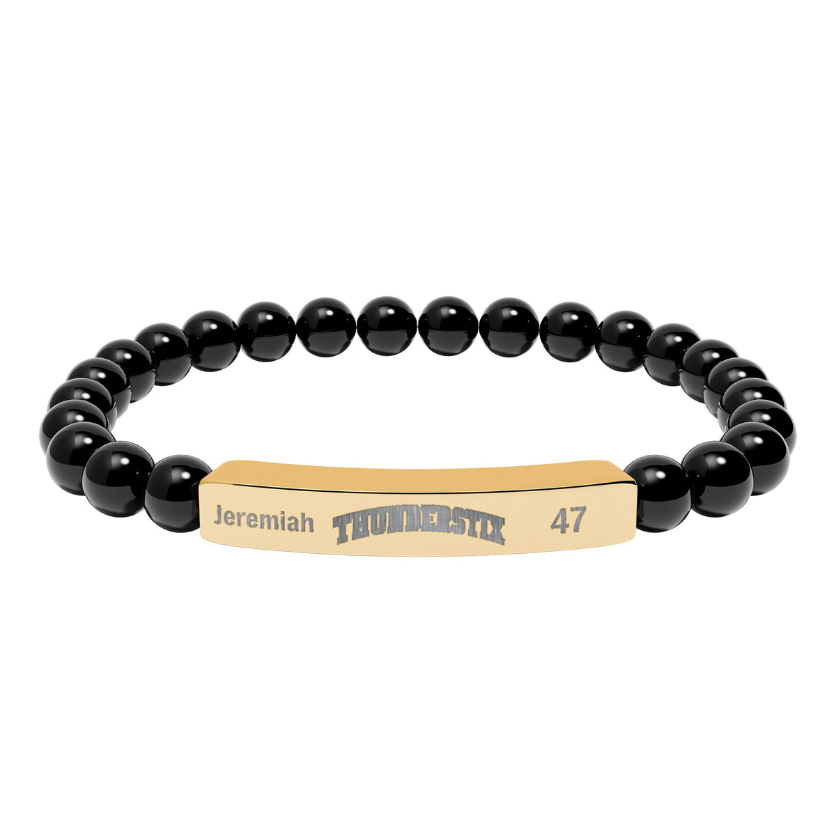 Natural Stone Stretch Bar Bracelet (Engraving - Thundersticks) Personalization Avail (Player Name and #)