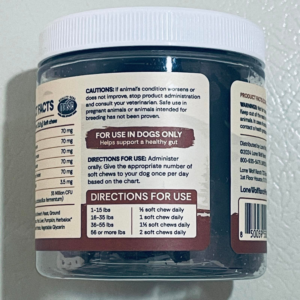 Lone Wolf Ranch Power GI Gut Health Support Supplement for Dogs