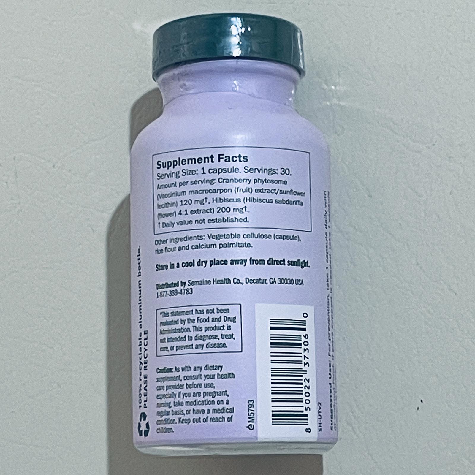 Semaine Urinary Tract Cleanse & Protect Dietary Supplement, 30 Vegan Capsules EXP 8/2026