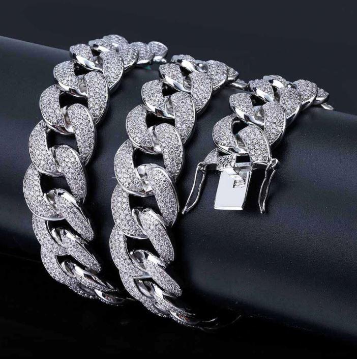12MM Cuban Link Necklace Iced Pave Micro Pave Chain