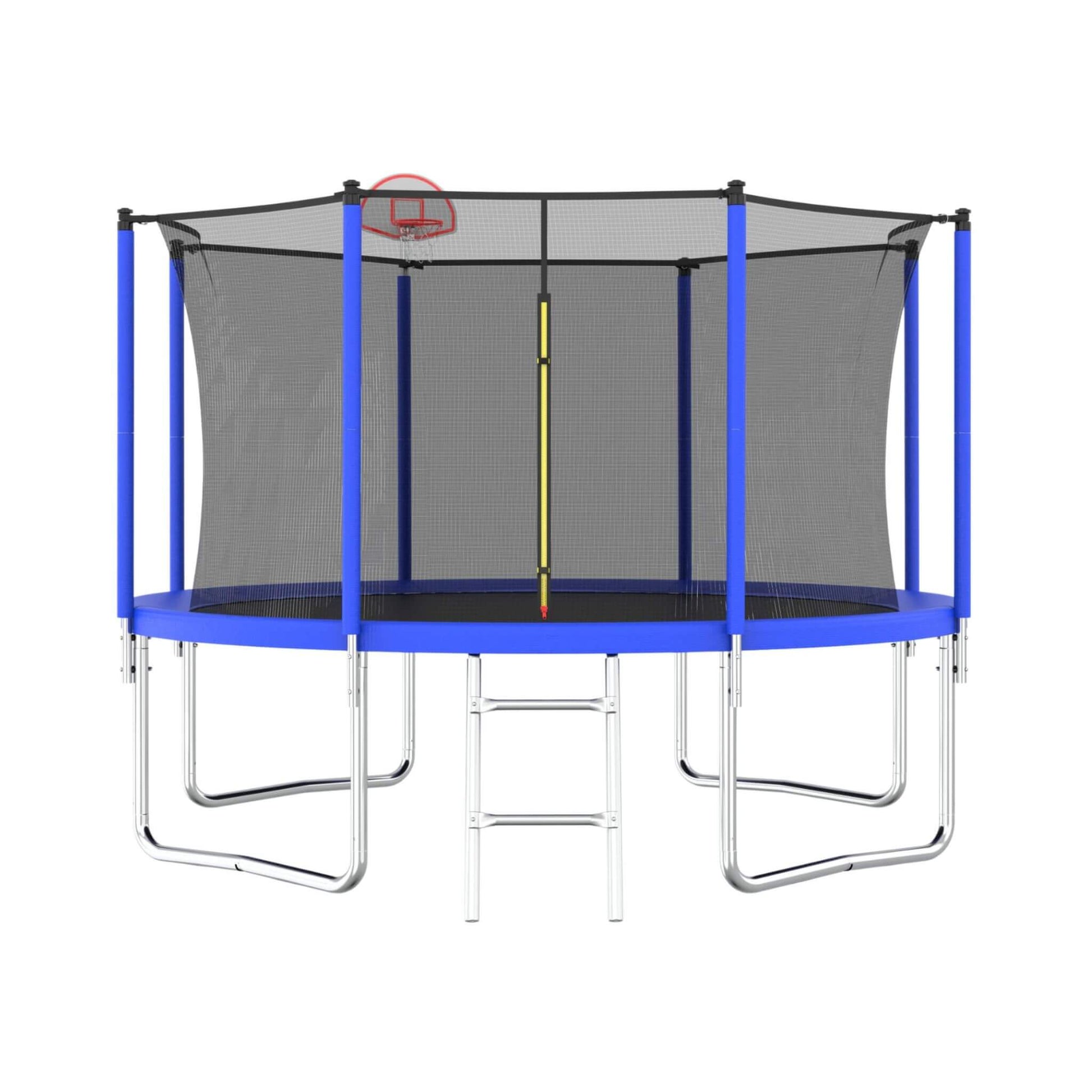 Premium 12FT Outdoor Backyard Trampoline For Kids And Adults With Basketball Hoop And Safety Enclosure (SAK15723)