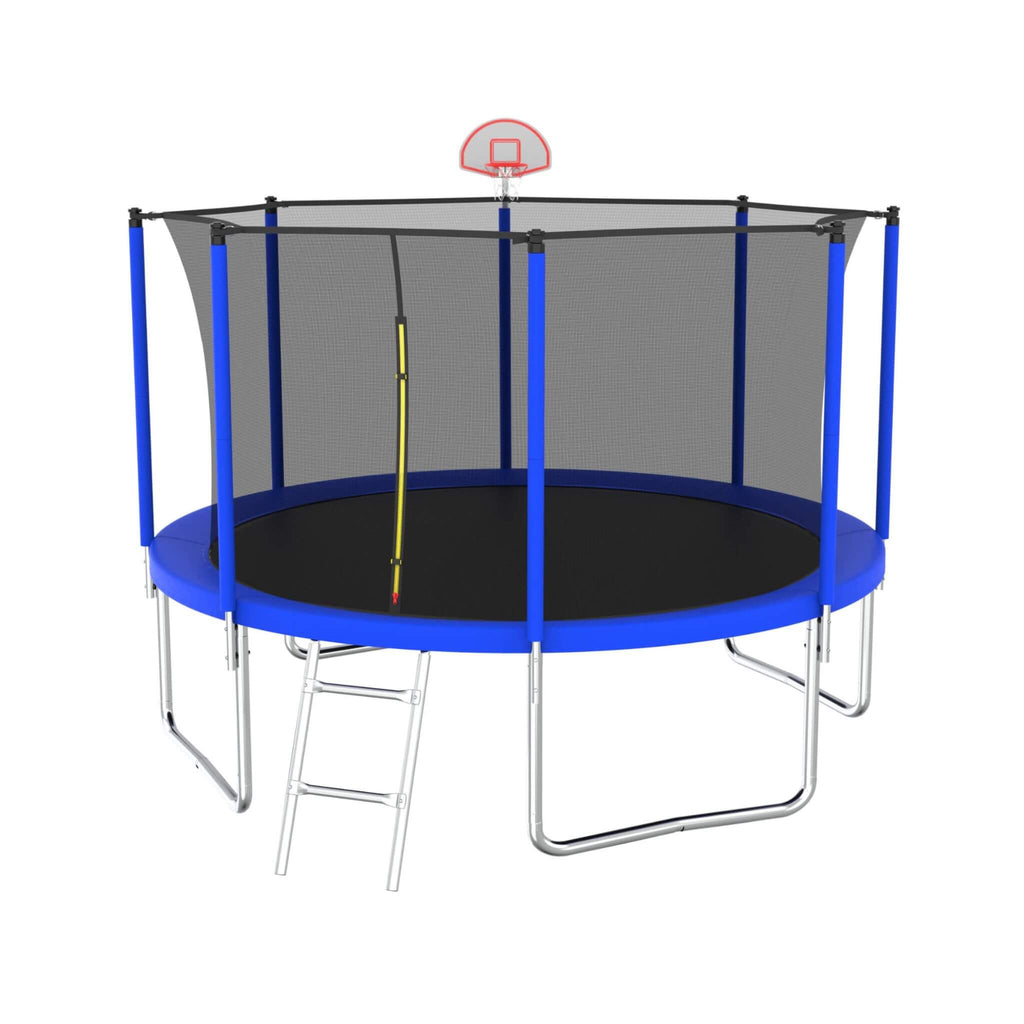 Premium 12FT Outdoor Backyard Trampoline For Kids And Adults With Basketball Hoop And Safety Enclosure (SAK15723)