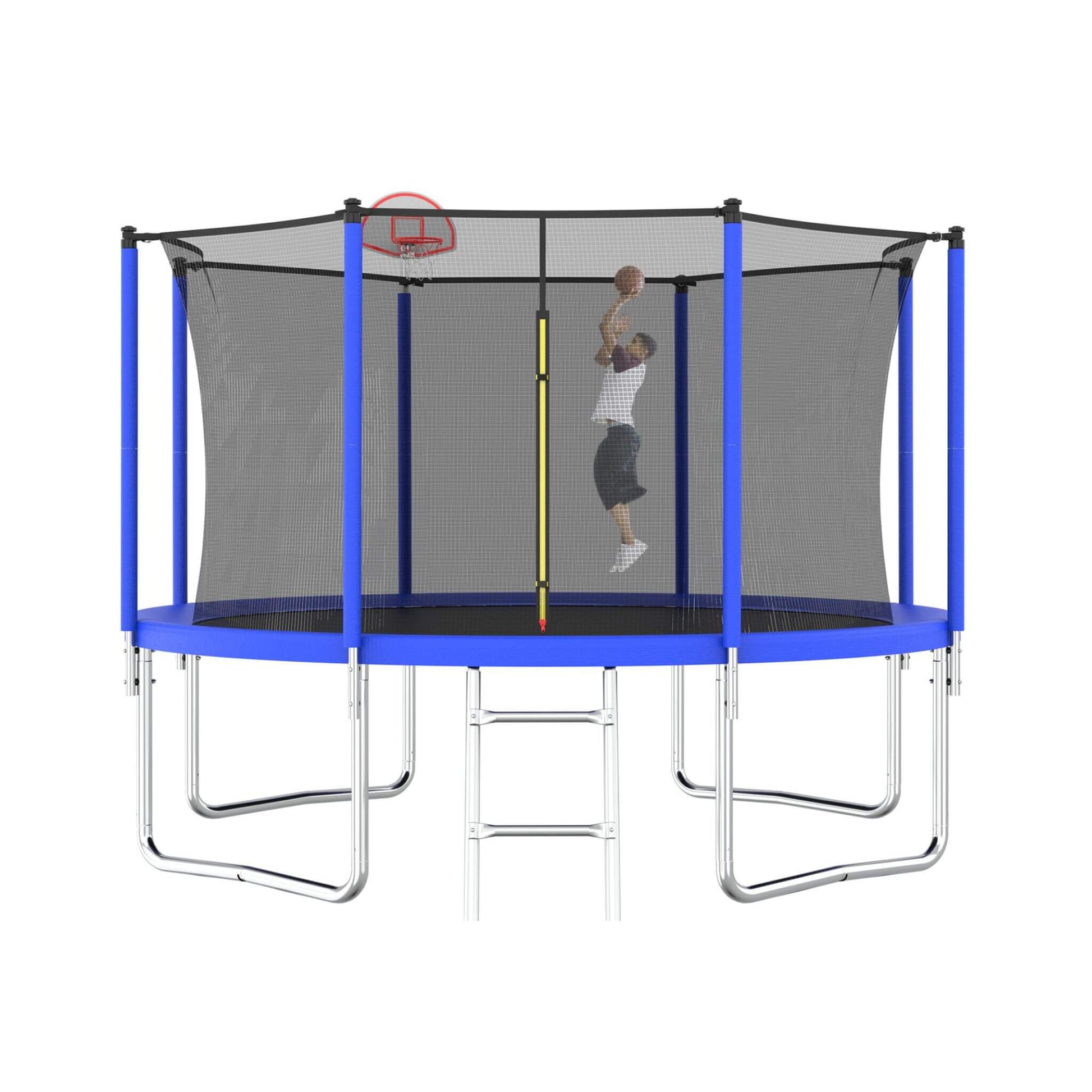 Premium 12FT Outdoor Backyard Trampoline For Kids And Adults With Basketball Hoop And Safety Enclosure (SAK15723)