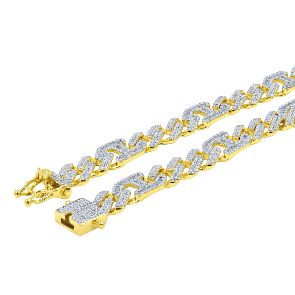 12mm Brass CZ Paved Cuban Link Necklace Iced Out Gold Tone