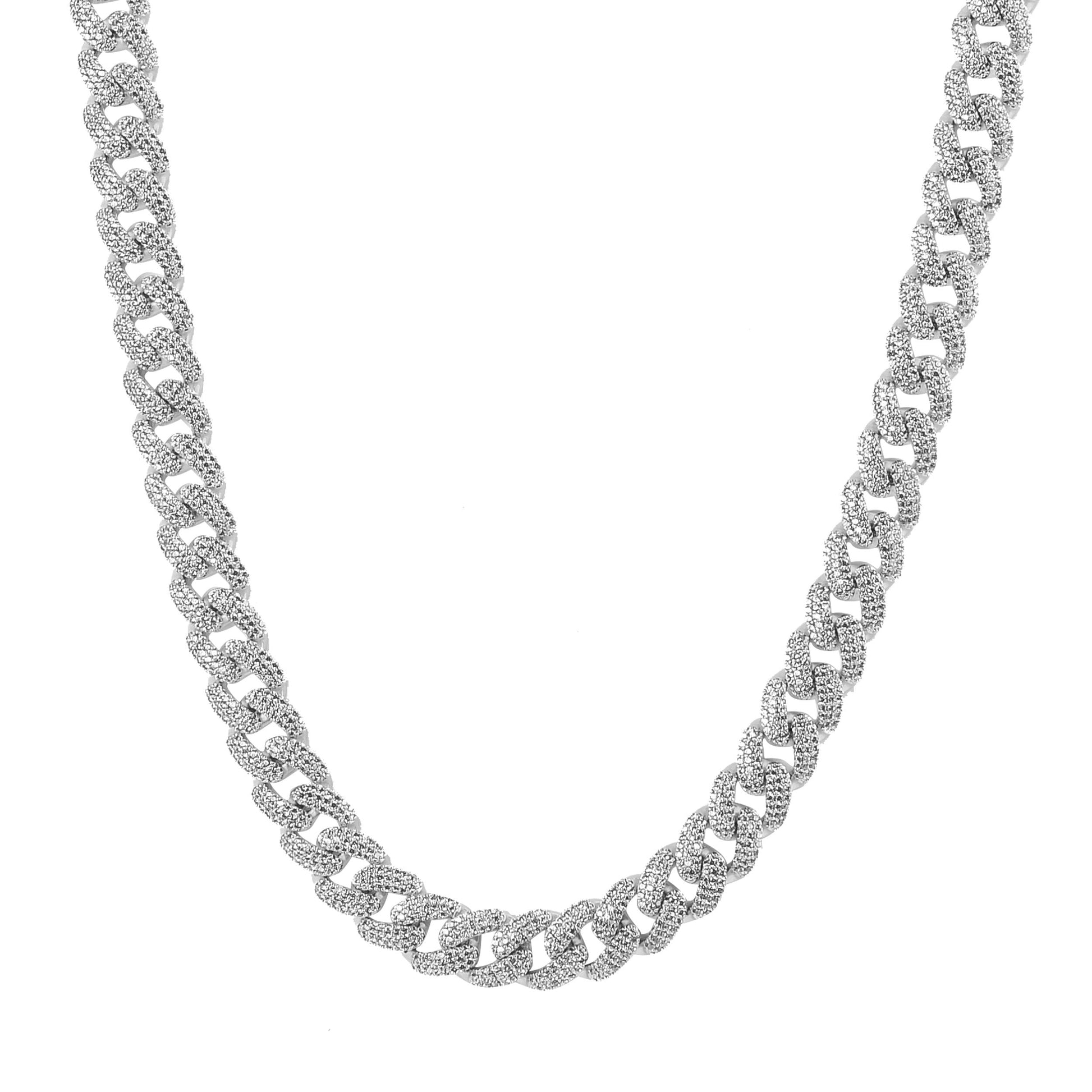 12MM Cuban Link Necklace Iced Pave Micro Pave Chain