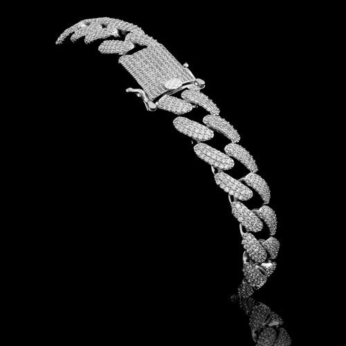 12mm Iced Out Cuban Link Bracelet Solid Brass Copper Micro Pave AAA CZ
