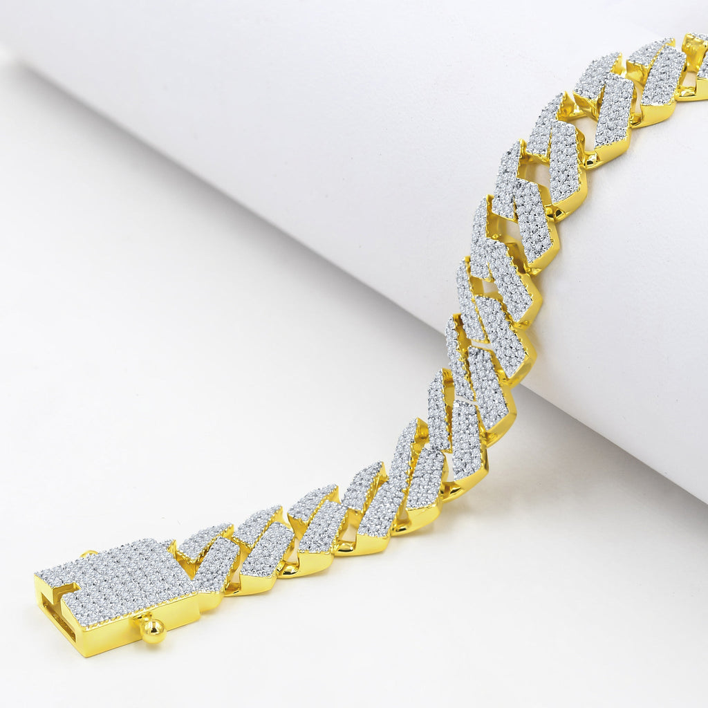 12mm Rose Gold CZ Iced Cuban Link Bracelet Premium Mens