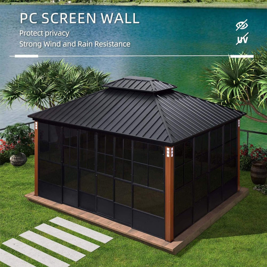 Alora Prestige Large Heavy-Duty Outdoor Aluminum Patio Hard Double Steel Top Backyard Sunroom (SAK65732)