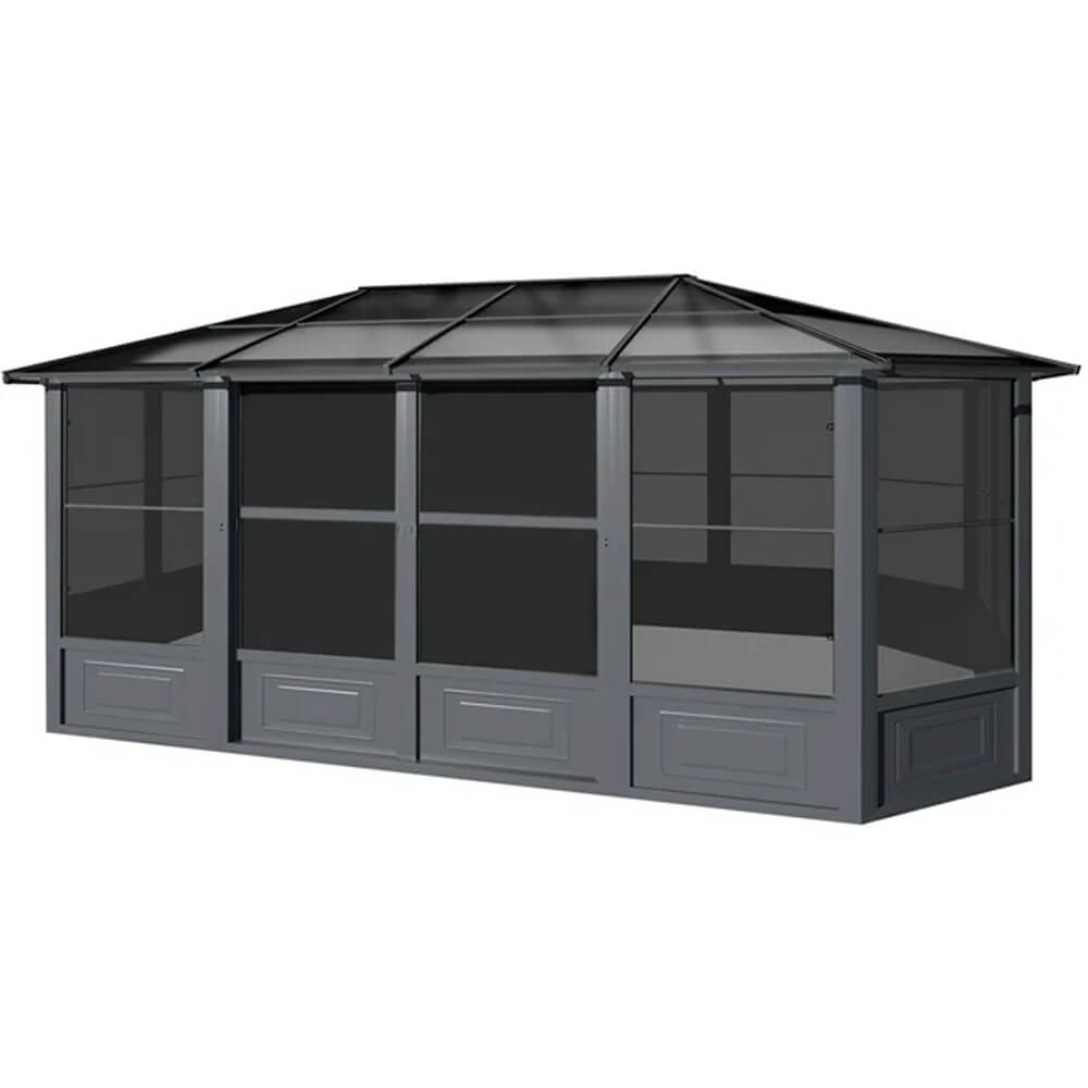 [12X18FT] Alora Grandview Large Luxury Outdoor All-Season Aluminum Solarium Sunroom With Polycarbonate Hardtop And Sliding Doors (SAK35948)