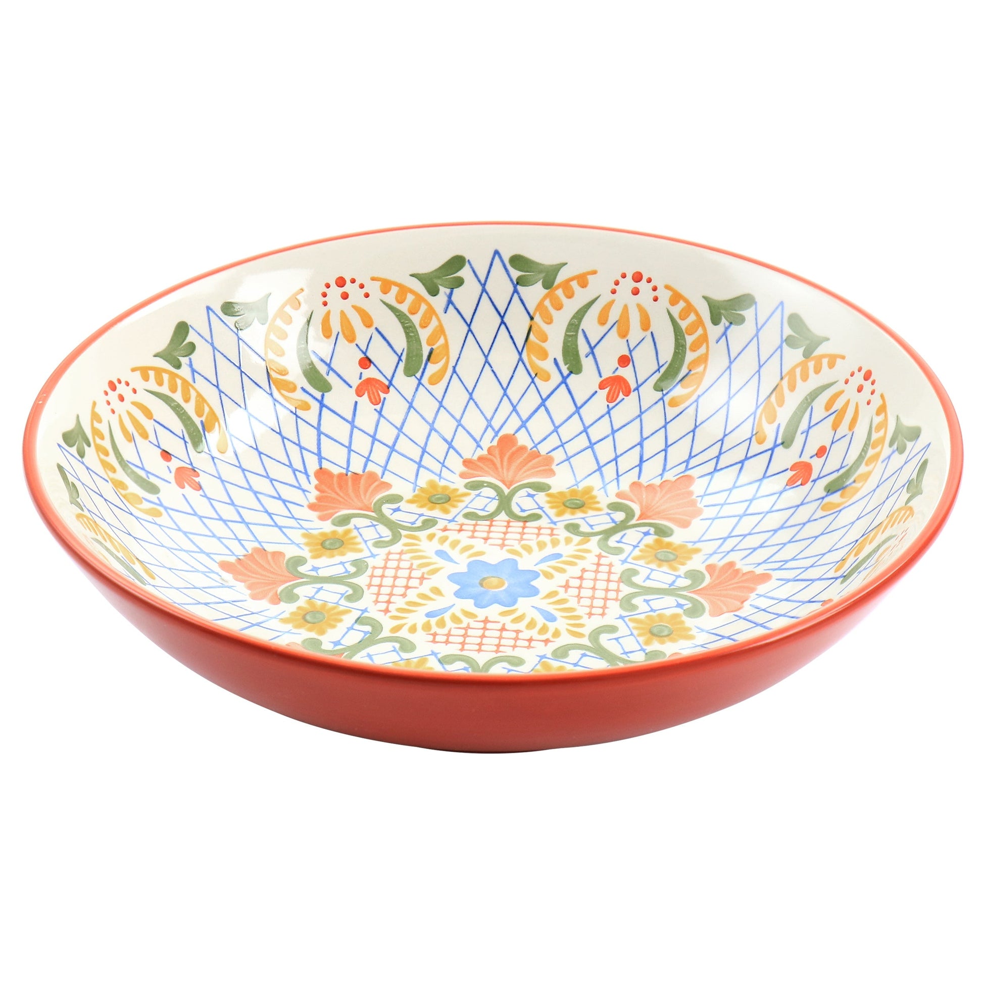Laurie Gates California Designs Tierra 10.5 Inch Hand Painted Stoneware Pasta Bowl in Red