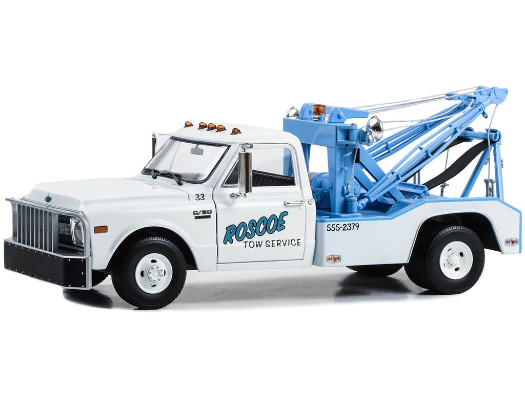1969 Chevrolet C-30 Dually Wrecker Tow Truck "Roscoe Tow Service" White "Starsky and Hutch" (1975-1979) TV Series 1/18 Diecast Model Car by Greenlight