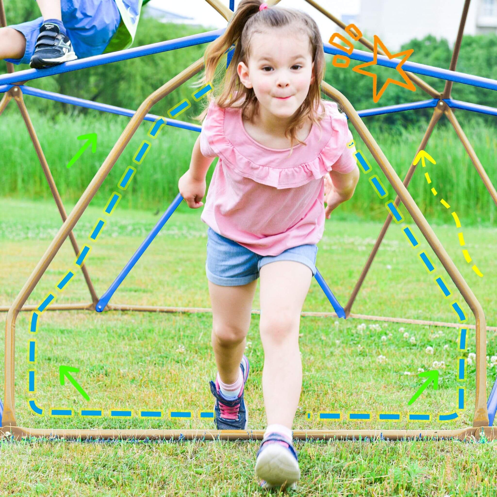 13FT Kids Climbing Jungle Gym Geometric Playground Dome Tower, 1000LBS (SAK83512)