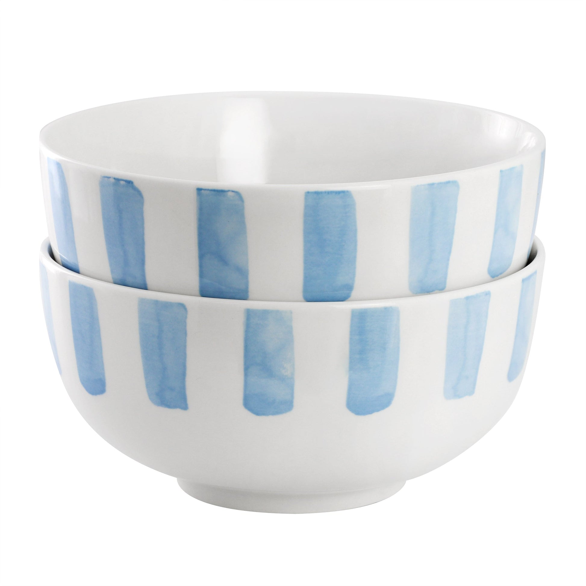 Gibson Home Pacific Waves 2 Piece Fine Ceramic Cereal Bowl Set in Blue