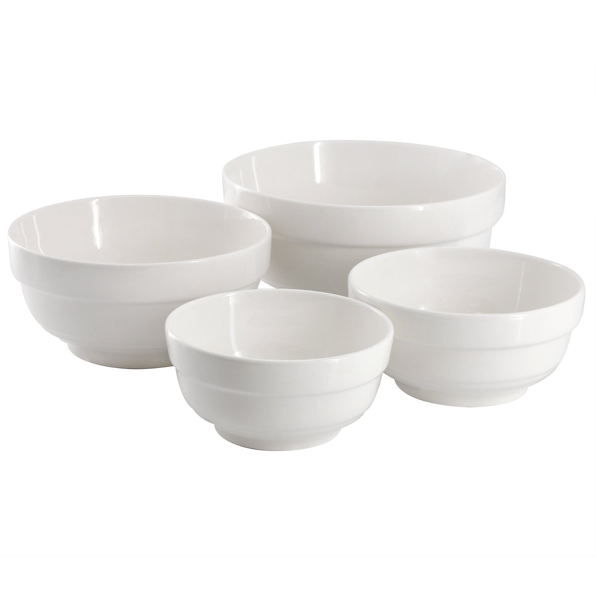 Gibson Home Great Essentials 4 Piece Fine Ceramic Serving Bowl Set in White
