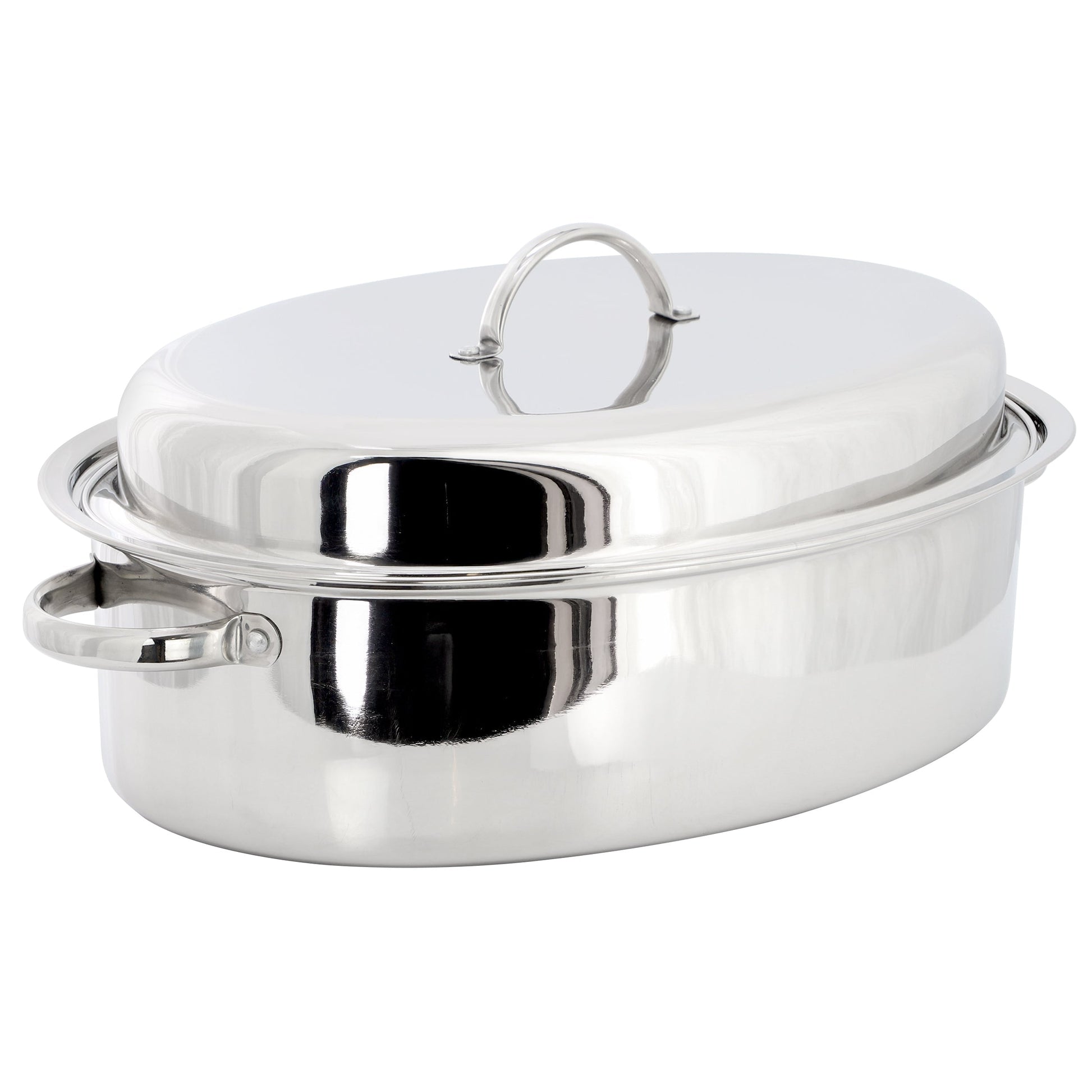 Gibson Home Johnstown 18 Inch Oval Stainless Steel Roaster Pan with Lid