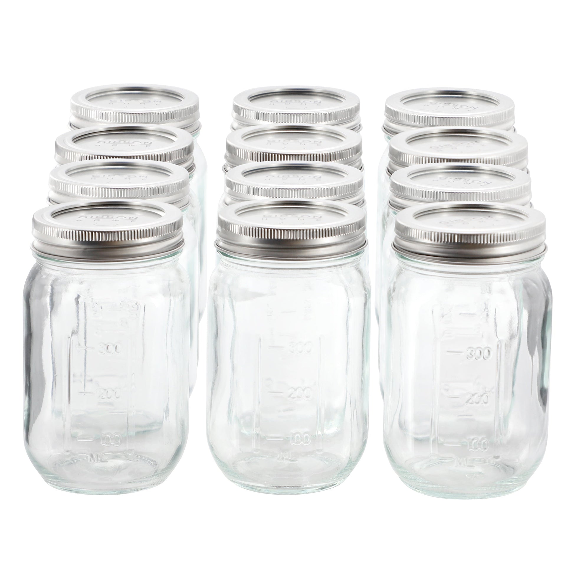 Gibson Home Market Preserves 12 Piece 16 Ounce Glass Canning jars with Lids and Bands