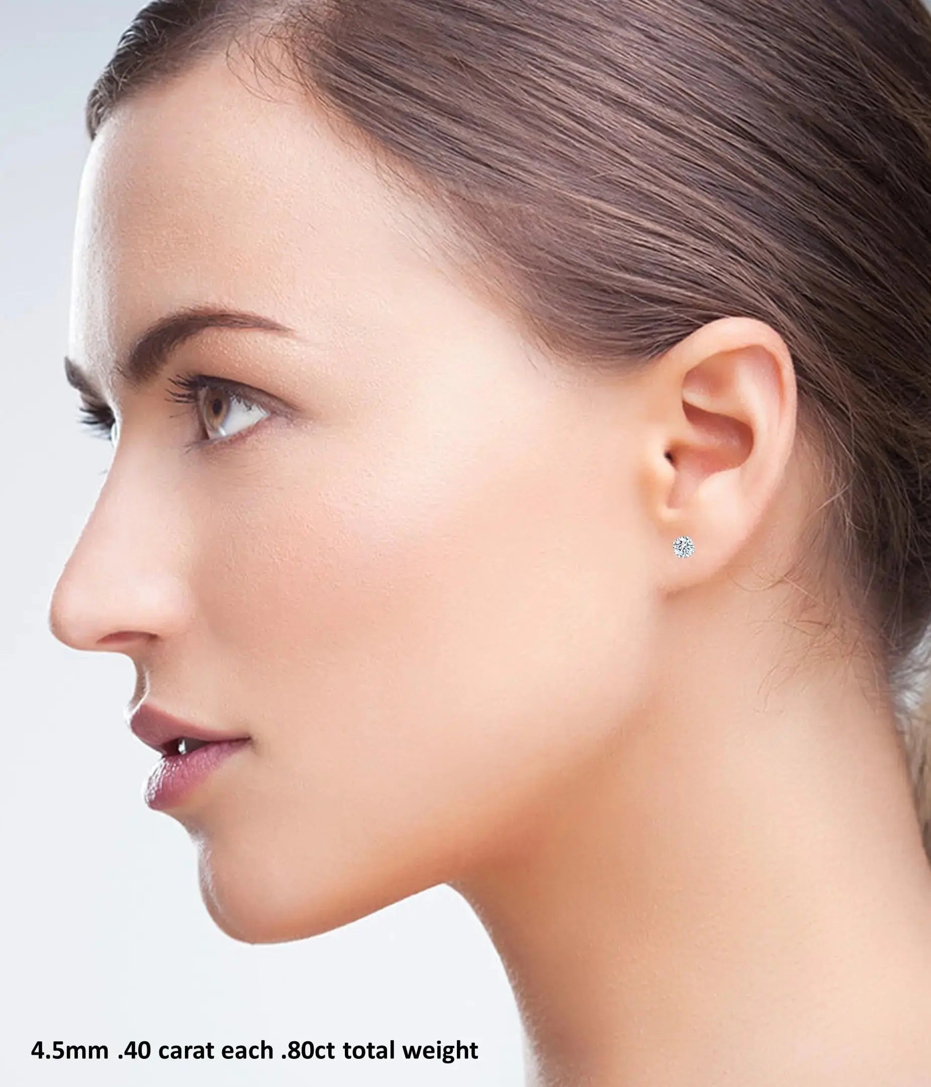 14K Solid Gold Post & Silver Simulated Diamond Stud Earrings