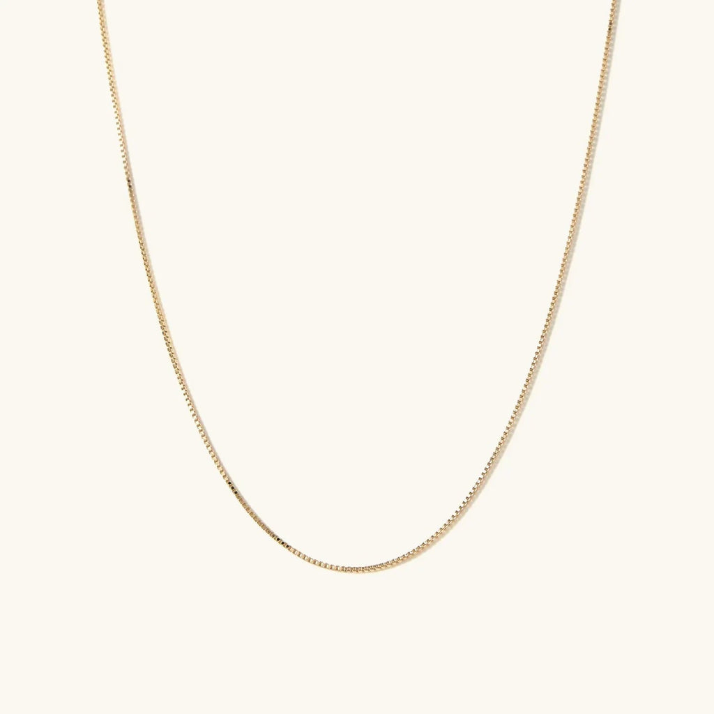 14K Gold Baby Box Chain Necklace Delicate 16 18 Inch