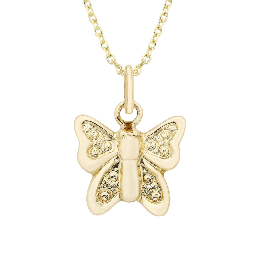 14K Gold Butterfly Charm Necklace 18 Inch Pendant Delicate