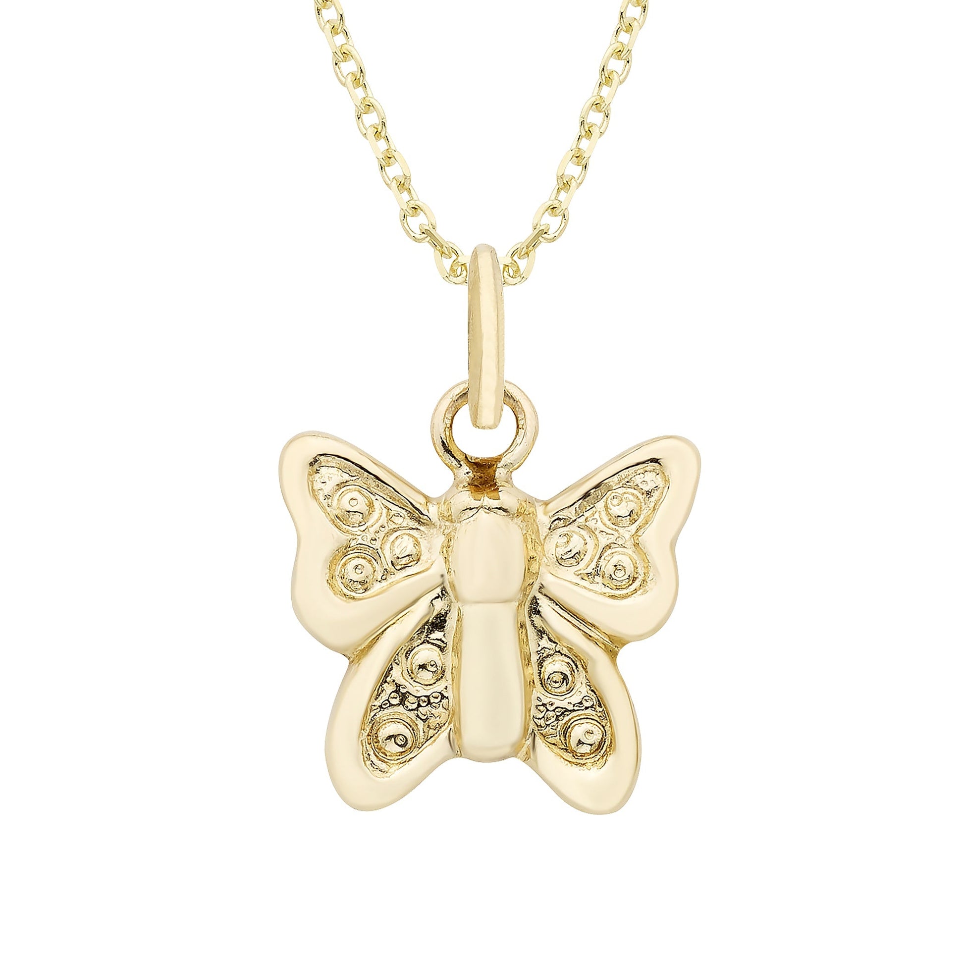 14K Gold Butterfly Charm Necklace 18 Inch Pendant Delicate