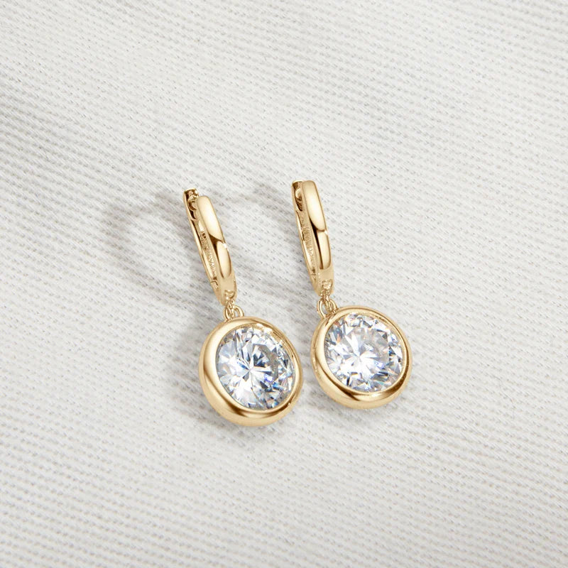 14K Gold Moissanite Hoop Drop Earrings 1.3CT D VVS1 925 Sterling Silver