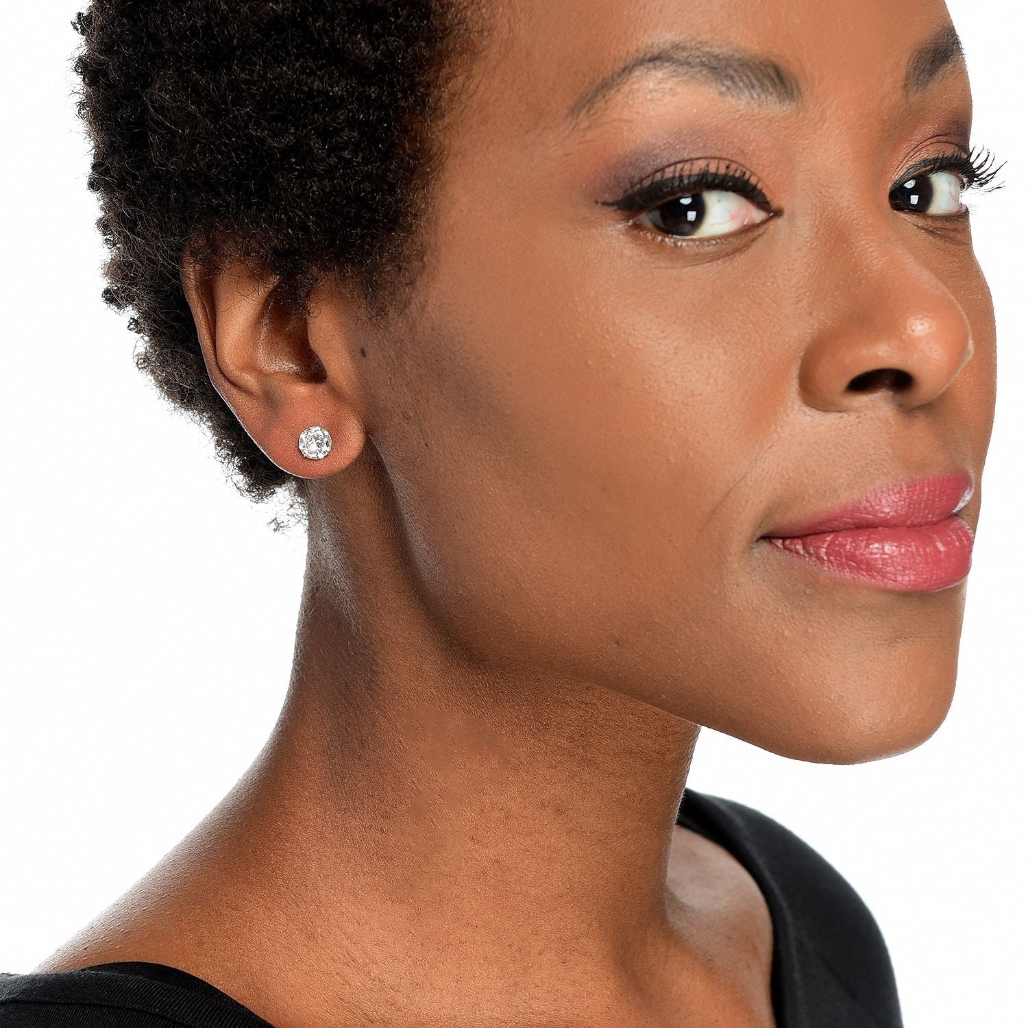 14K Yellow Gold Simulated Diamond Round Stud Earrings