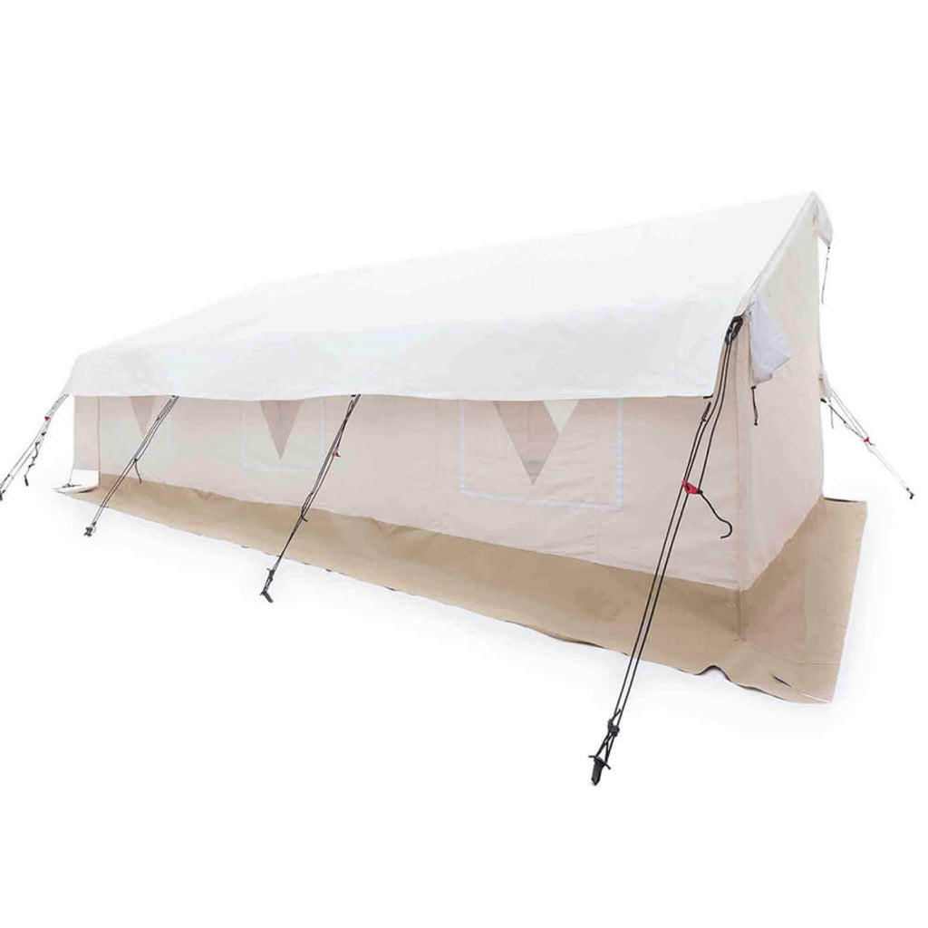 [14X16FT] White Duck Alpha Wall Tent With Heavy-Duty Frame And Bug Mesh Windows (SAK73214)