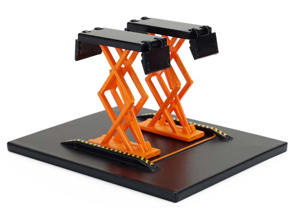 Automotive Double Scissor Lift Black and Orange "Double Scissor Lifts" Series 2 1/64 Diecast Model by Greenlight