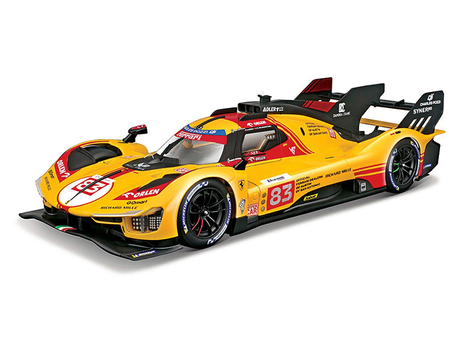 Ferrari 499P #83 Robert Kubica - Robert Shwartzman - Yifei Ye "Ferrari AF Corse" "24 Hours of Le Mans" (2024) "Racing" Series 1/18 Diecast Model Car by Bburago
