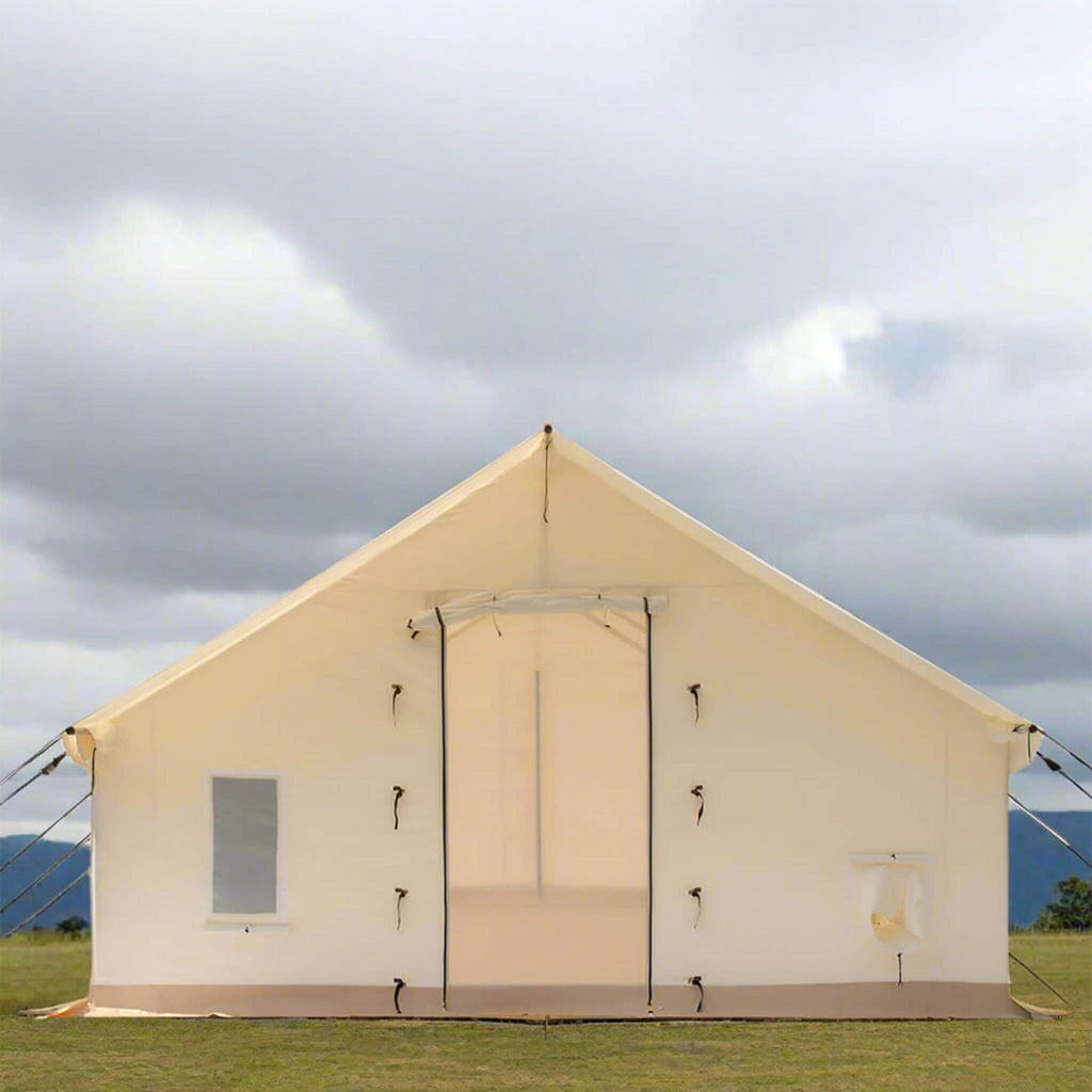 [16X20FT] White Duck Alpha Pro Wall Tent With Heat Resistant Silicone-Coated Stove Jack (SAK28563)
