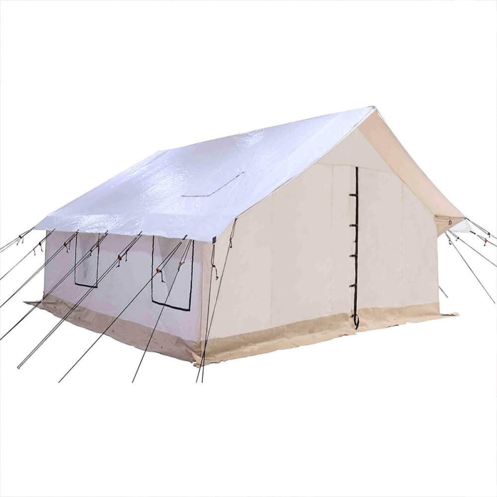 [16X24FT] White Duck Alpha Wall Tent With Heavy Duty Frame And Waterproof Features (SAK37591)