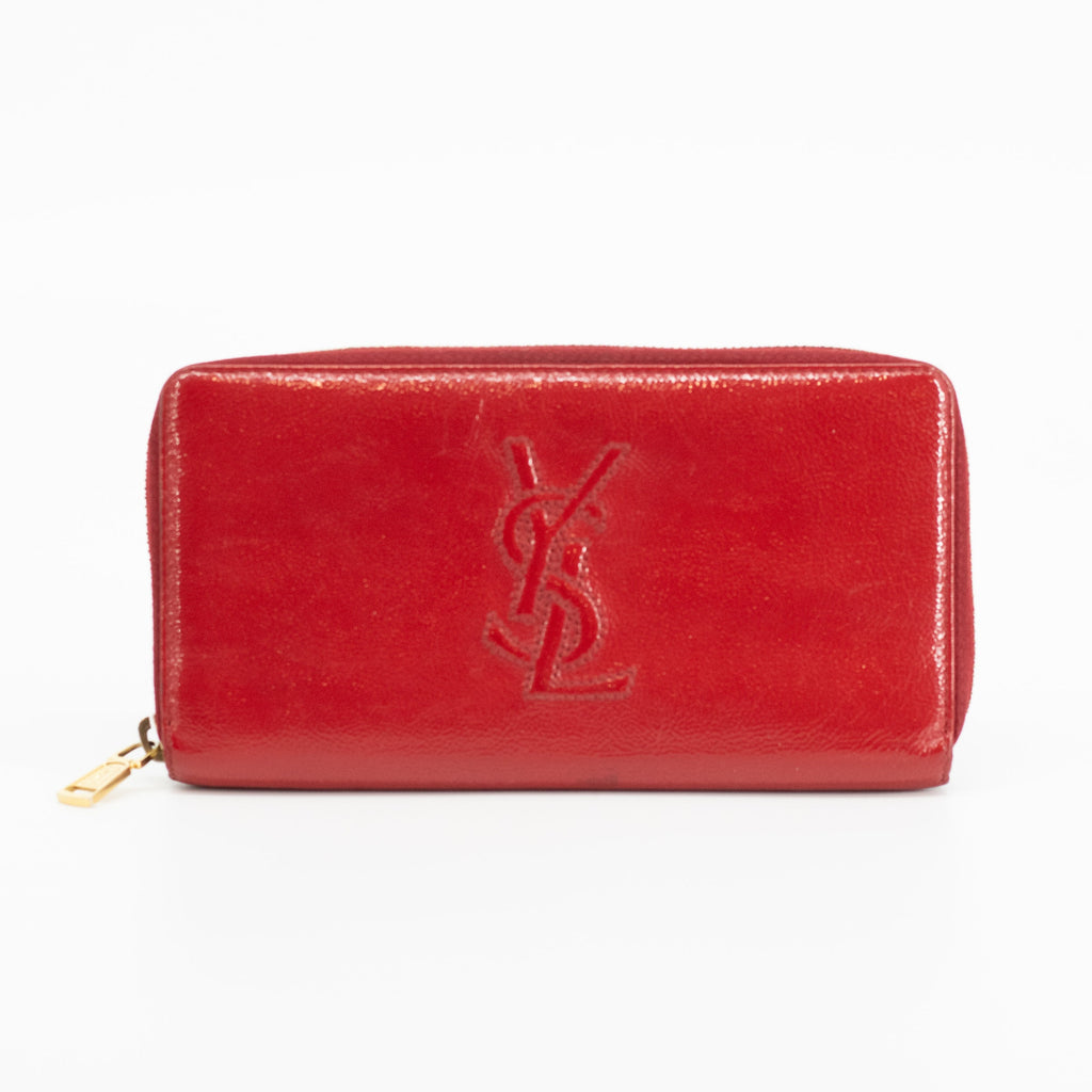 YSL Patent Berry Zip Around Wallet #1751