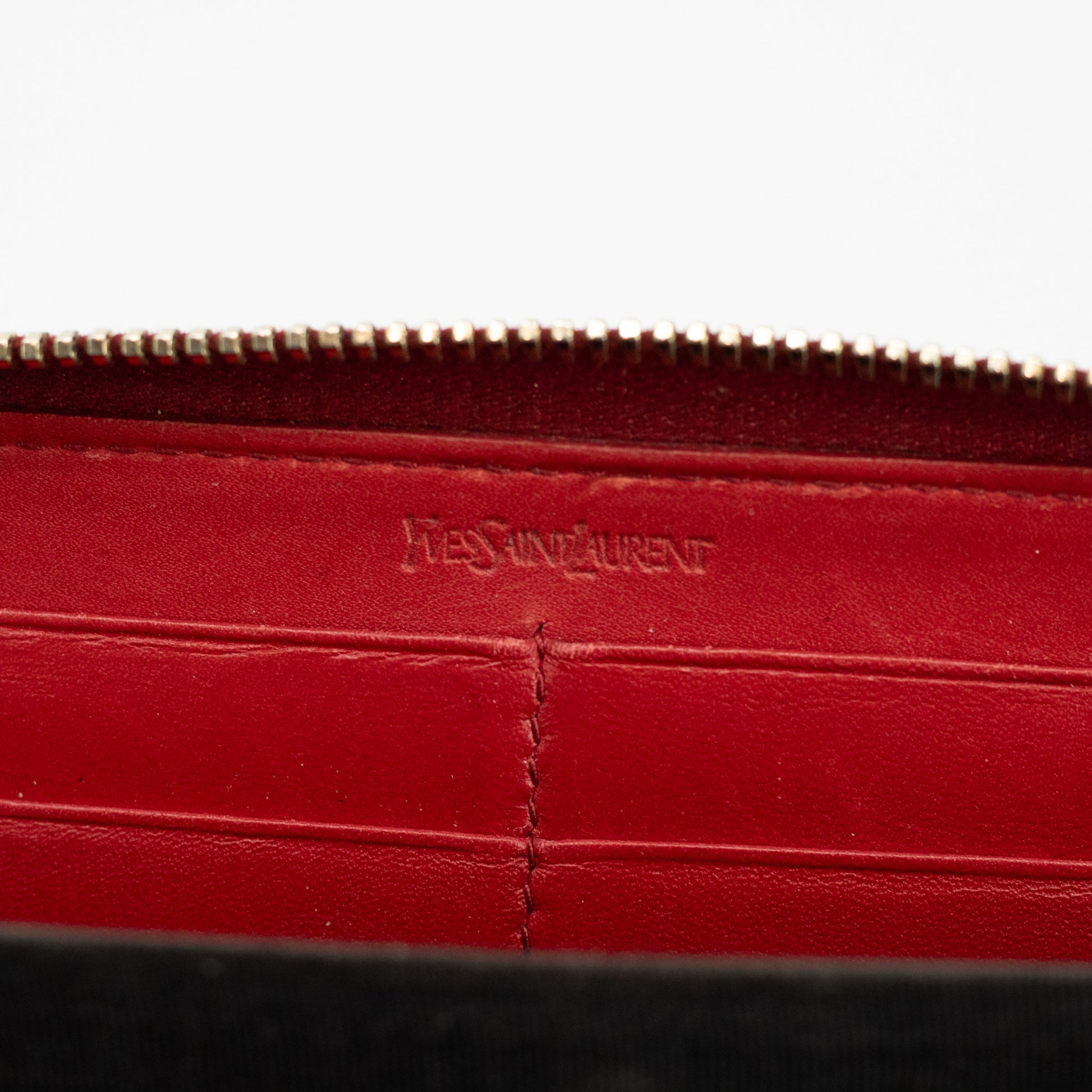 YSL Patent Berry Zip Around Wallet #1751