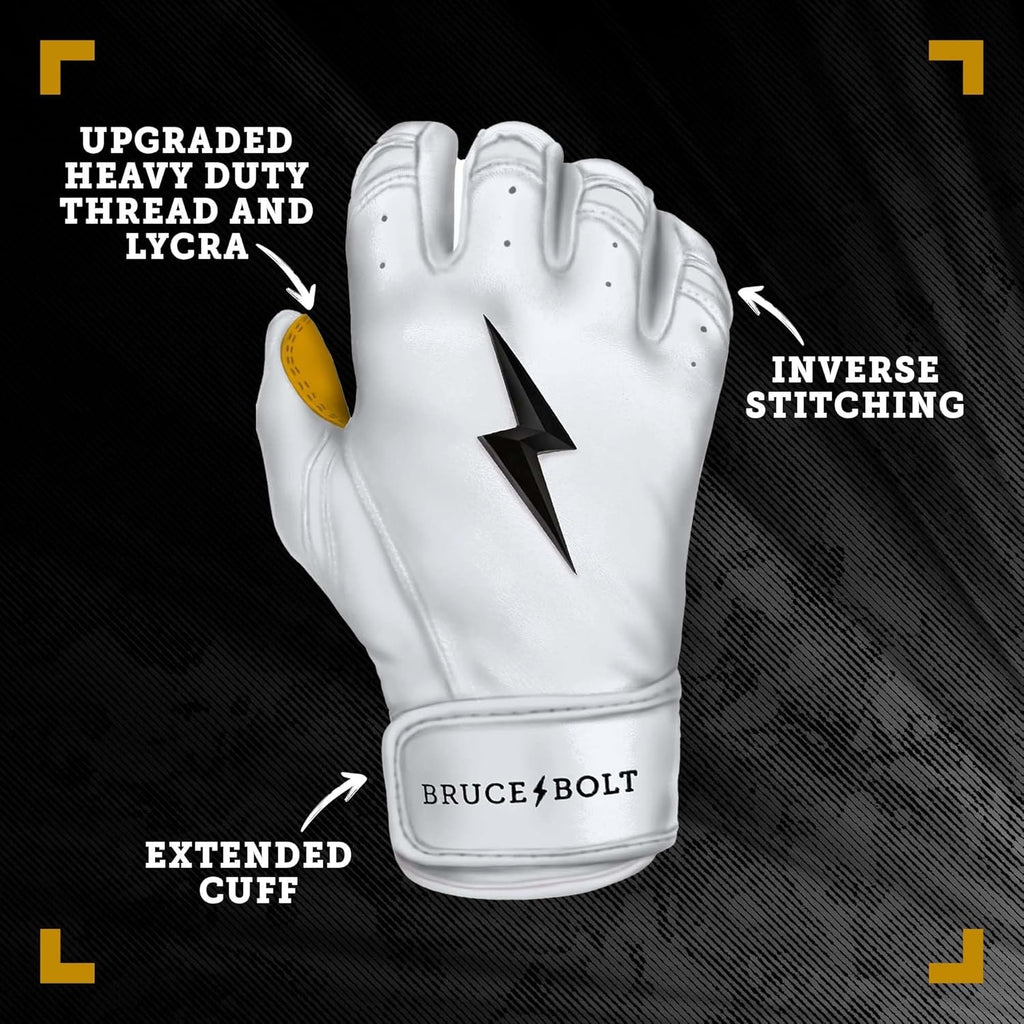 BRUCE BOLT Original Series Short Cuff Batting Gloves - Multiple Colors - Adult & Youth Sizes