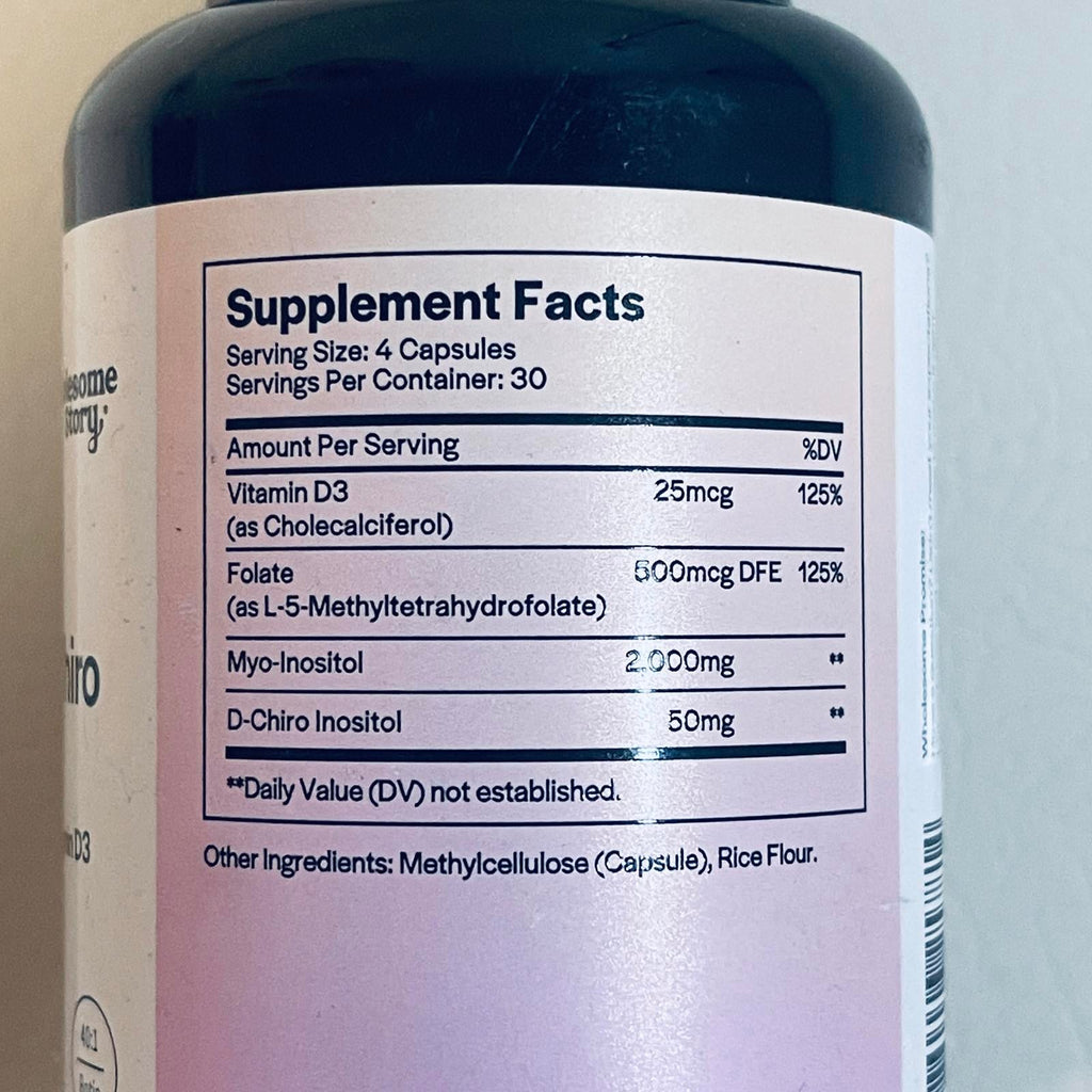Myo & D-Chiro Inositol with MTHF Folate + Vitamin D3 Dietary Supplement EXP 7/2026