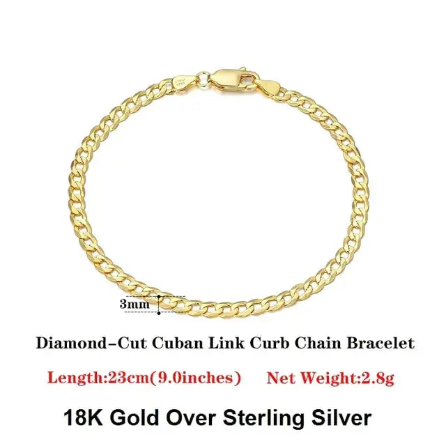 18 Italian Cuban Chain Bracelet for Women Men