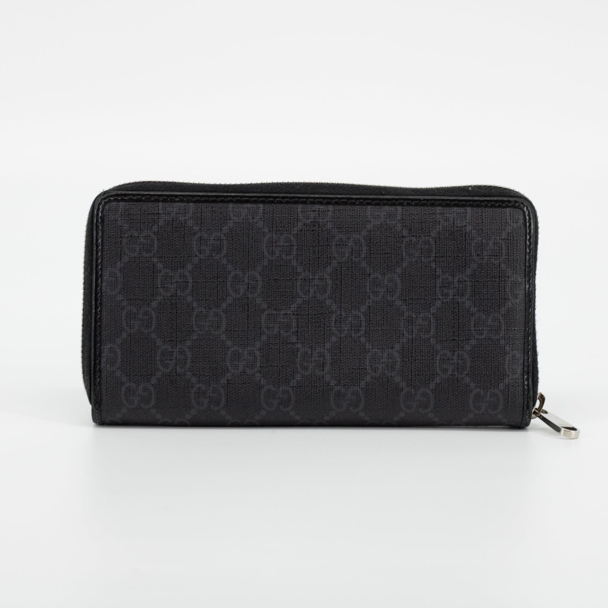 Gucci Grey GG Interlocking Zip Around Walletb #1832