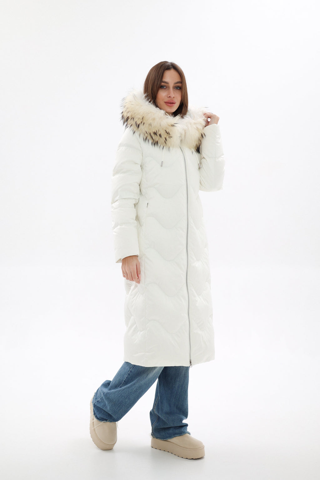 Genuine Fur Trim Down Fill Coat