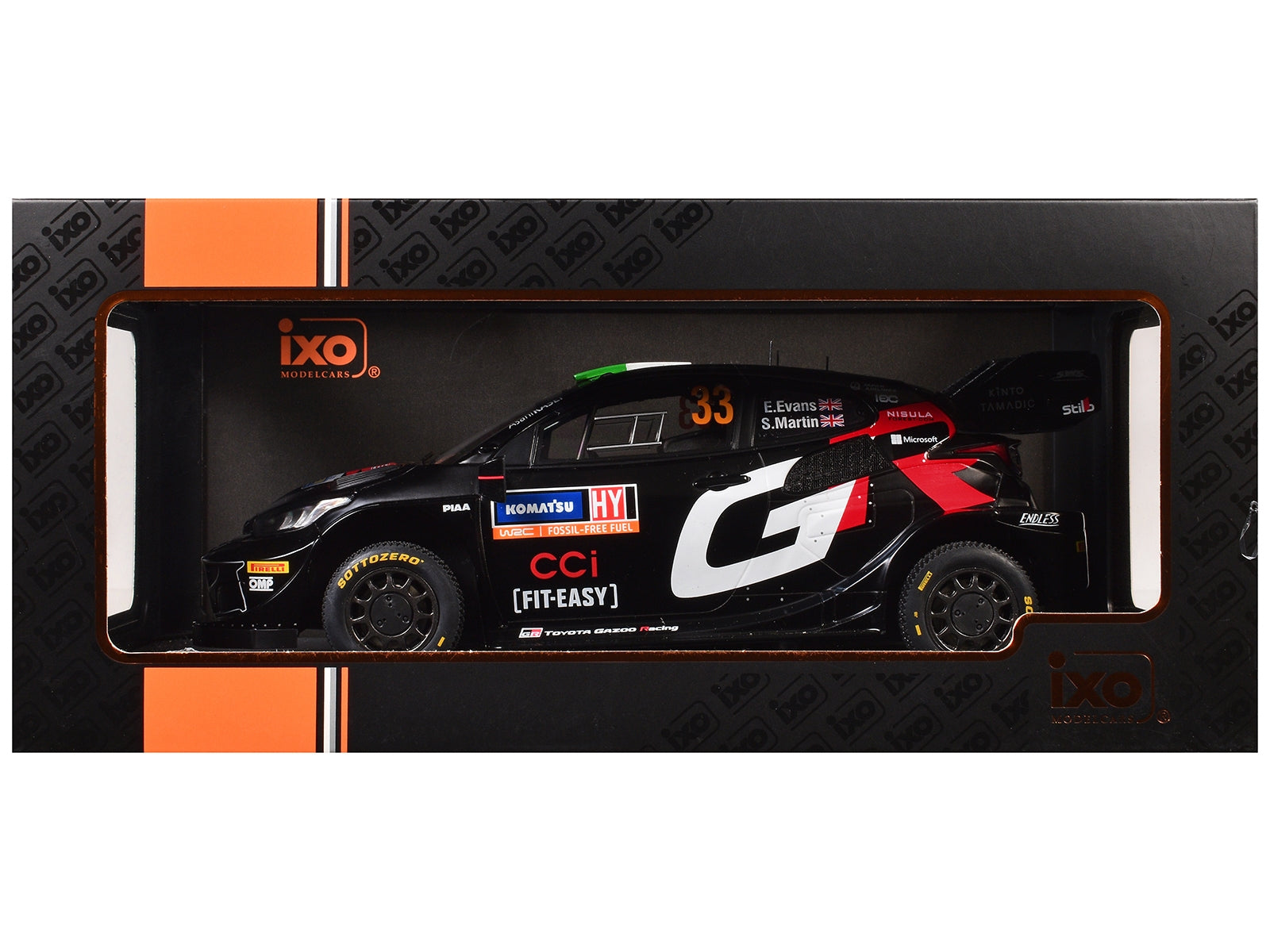 Toyota GR Yaris Rally1 Hybrid #33 Elfyn Evans - Scott Martin 2nd Place "Rally Sweden" (2024) 1/18 Diecast Model Car by IXO Models